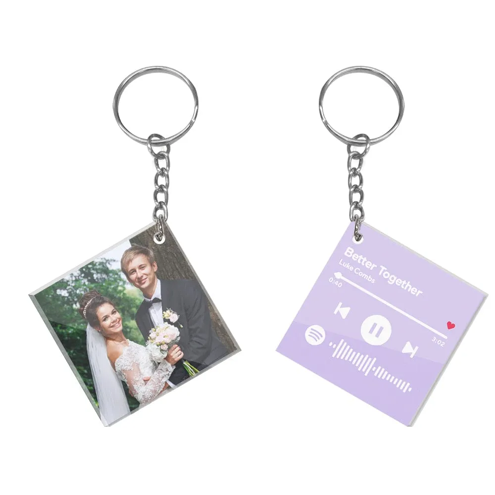 Custom Double Sided Acrylic Spotify Keychain Personalized Photo Scannable Keychain Birthday Valentine's Gifts for Lover