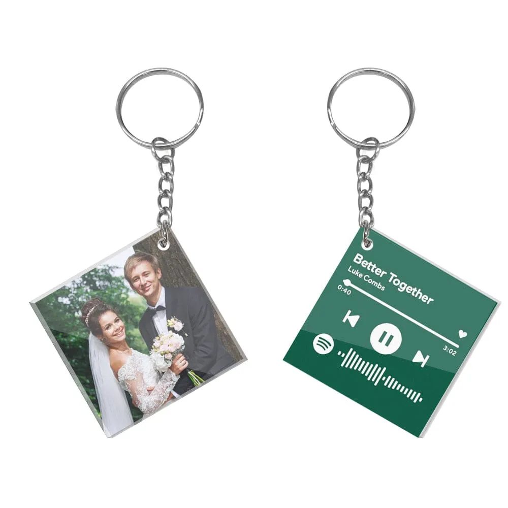 Custom Double Sided Acrylic Spotify Keychain Personalized Photo Scannable Keychain Birthday Valentine's Gifts for Lover