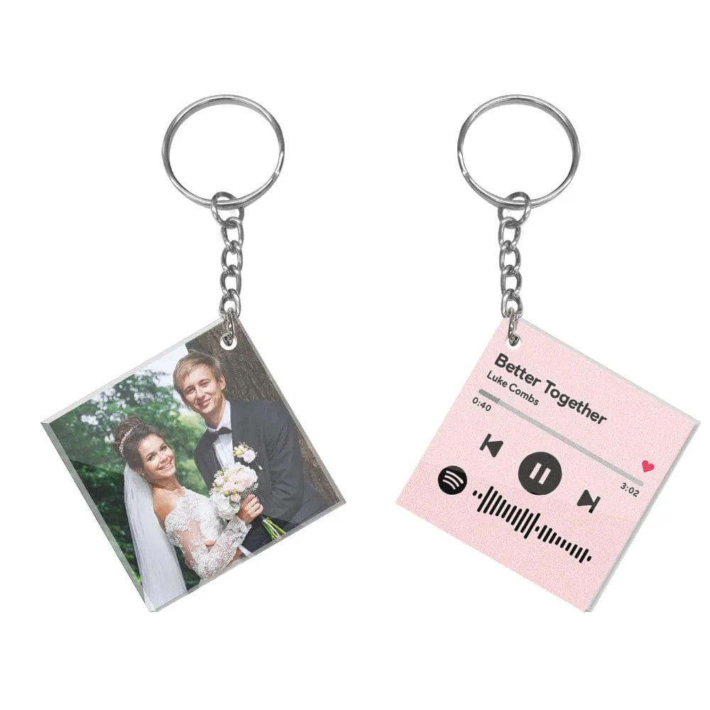 Custom Double Sided Acrylic Spotify Keychain Personalized Photo Scannable Keychain Birthday Valentine's Gifts for Lover