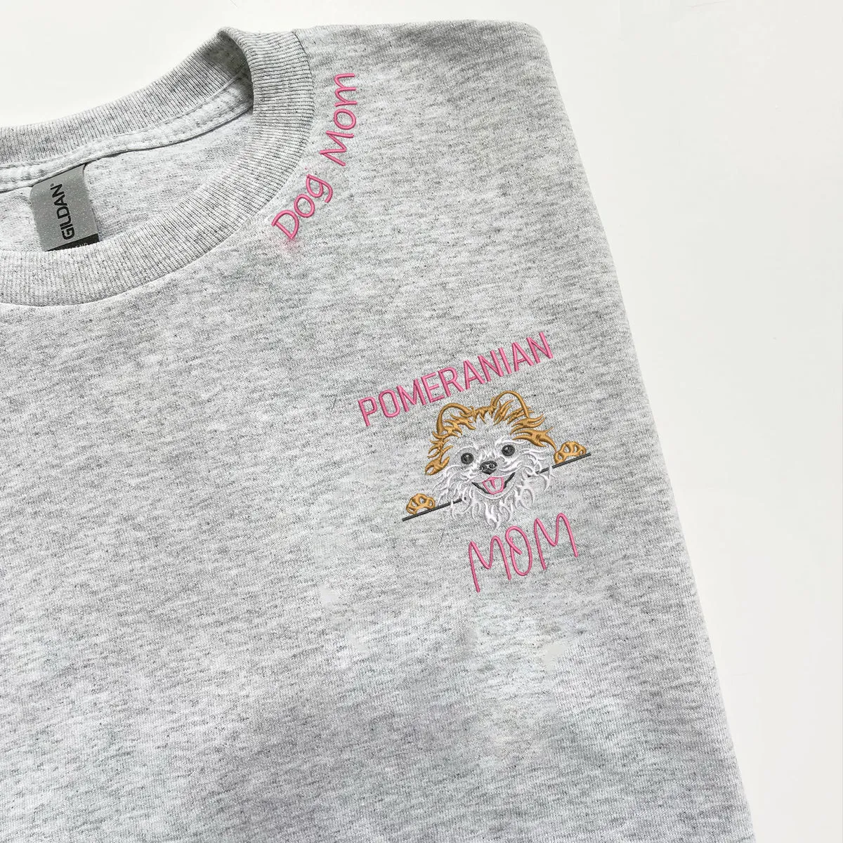 Custom Pomeranian Dog Mom Embroidered Collar Shirt, Personalized Shirt with Dog Name,  Best Gifts For Pomeranian Lovers