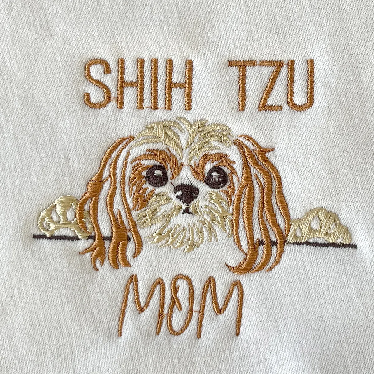 Custom Shih Tzu Dog Mom Shirt Embroidered Collar, Personalized Shirt with Dog Name, Best Gifts For Shih Tzu Lovers