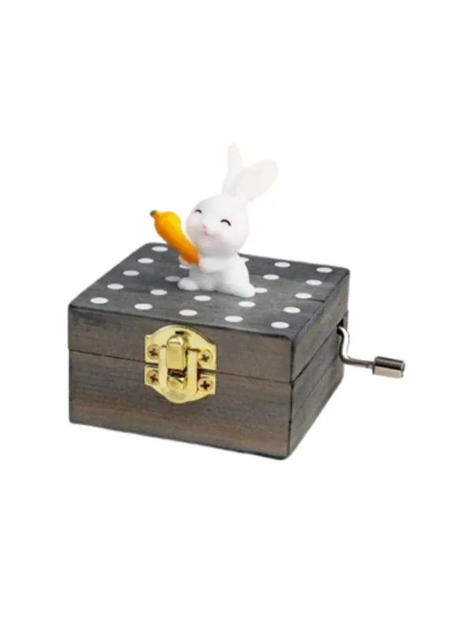 Cute Wooden Hand Crank Music Box, Mini Music Box Gift With Lovely Tune and Design, Rabbit