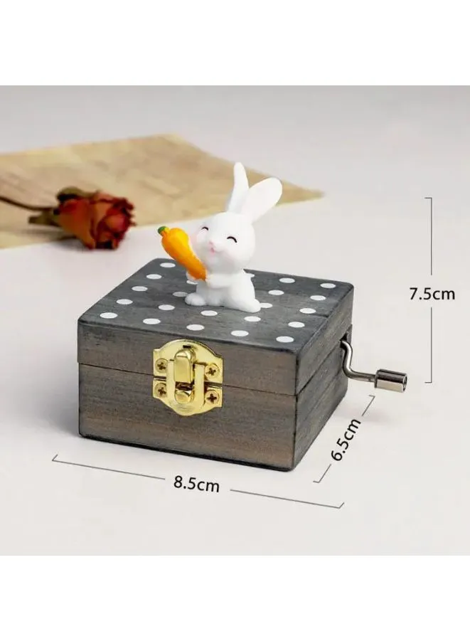 Cute Wooden Hand Crank Music Box, Mini Music Box Gift With Lovely Tune and Design, Rabbit