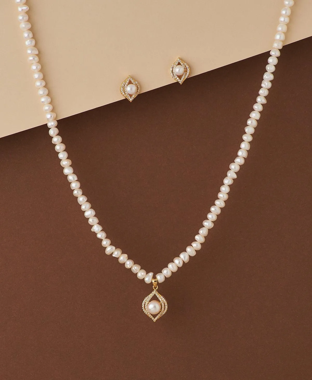 Elegant Real Pearl Necklace Set