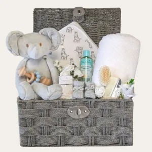 Enchanting Elephant & Zebra Large New Baby Gifts Basket