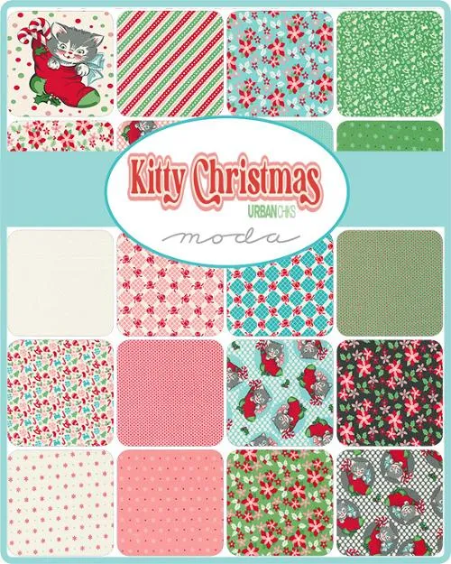 Fabric, Kitty Christmas Bias Lace by Urban Chiks - SNOW Ivory (by the yard)