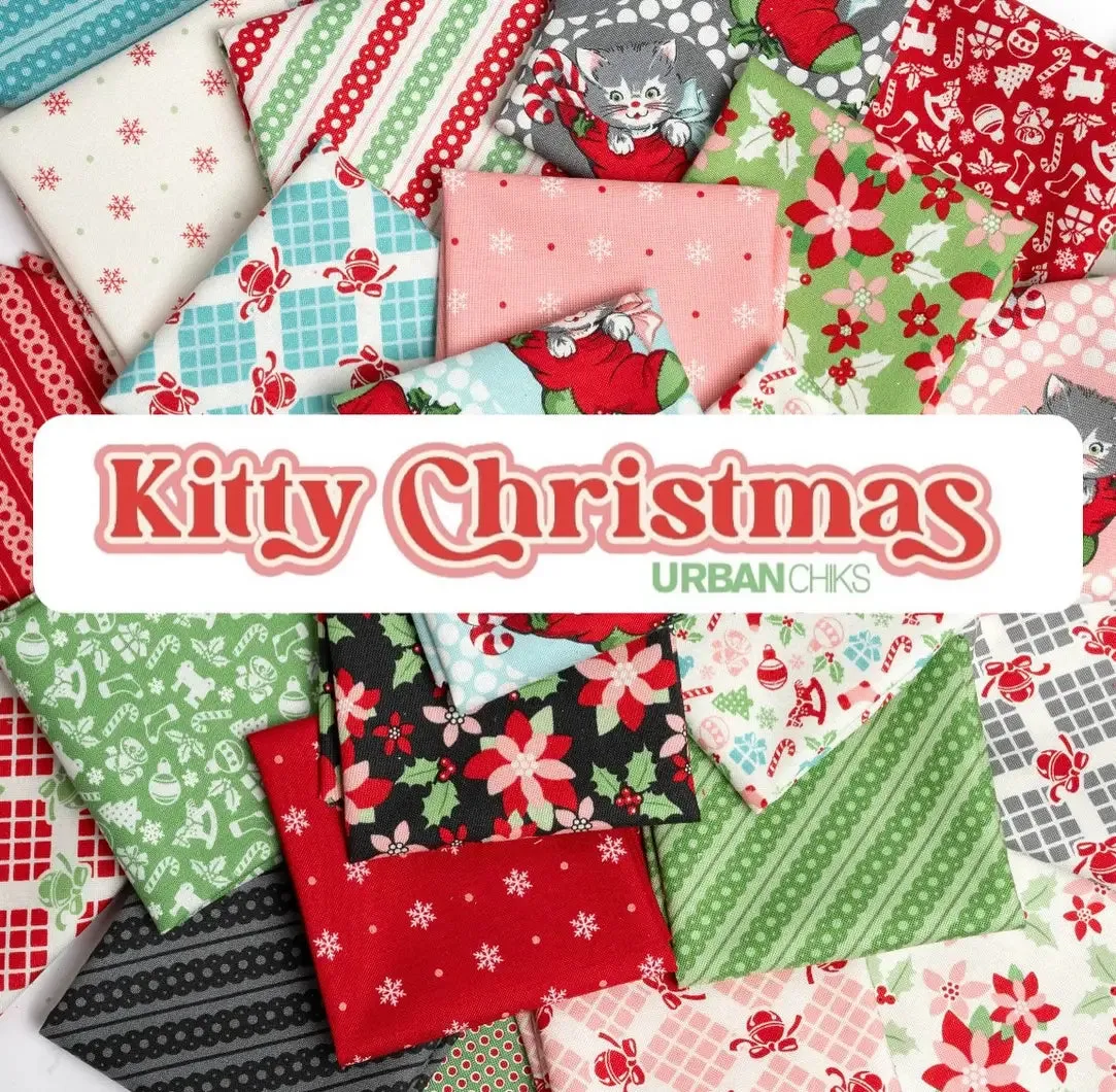 Fabric, Kitty Christmas Bias Lace by Urban Chiks - SNOW Ivory (by the yard)