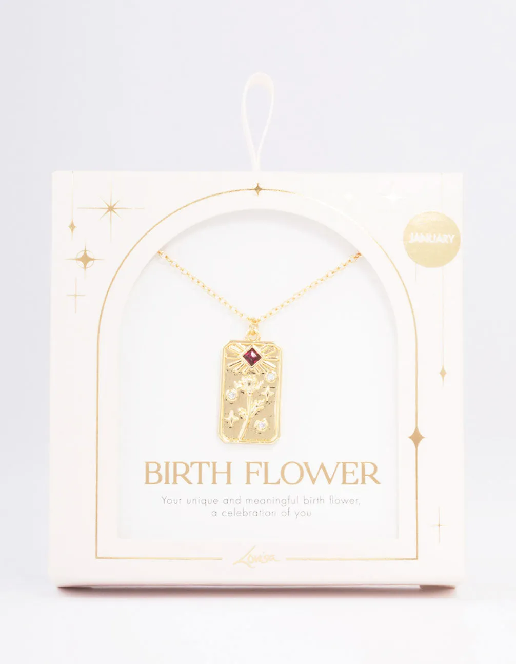 Gold Plated January Birth Month Flower Pendant Necklace