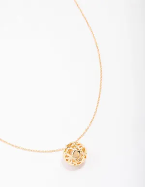 Gold Plated Sphere Pendant Necklace