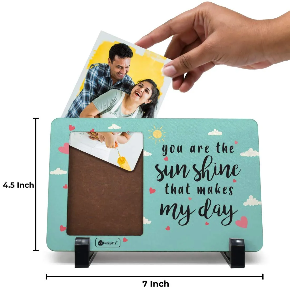 Indigifts Valentine gift for boyfriend You are the Sunshine Printed Blue Table Top Photo Frame - Love Gifts for Him, Gift for Her Love, Girlfriend Birthday Gift Special Love