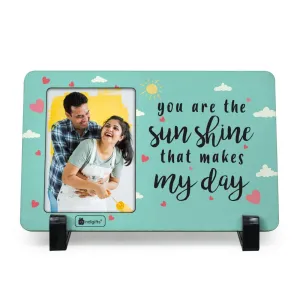 Indigifts Valentine gift for boyfriend You are the Sunshine Printed Blue Table Top Photo Frame - Love Gifts for Him, Gift for Her Love, Girlfriend Birthday Gift Special Love