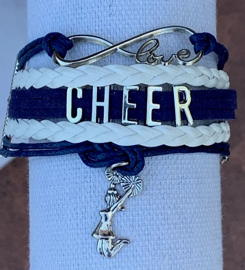 Infinity Cheer Bracelet - Pick Team Colors & Charm