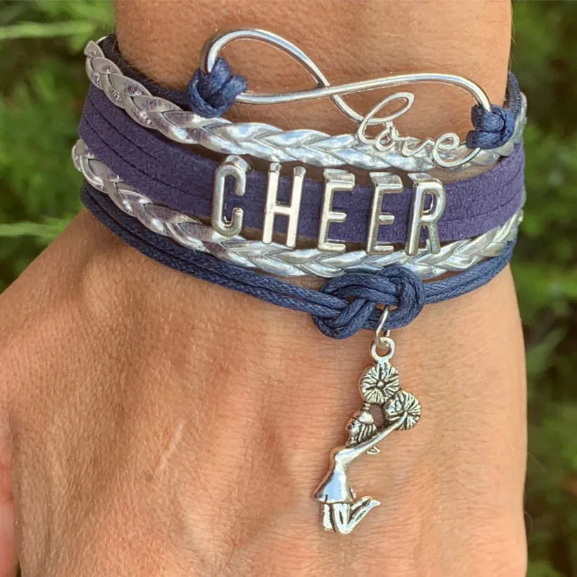 Infinity Cheer Bracelet - Pick Team Colors & Charm