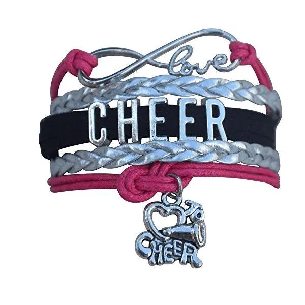 Infinity Cheer Bracelet - Pick Team Colors & Charm