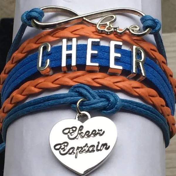 Infinity Cheer Bracelet - Pick Team Colors & Charm