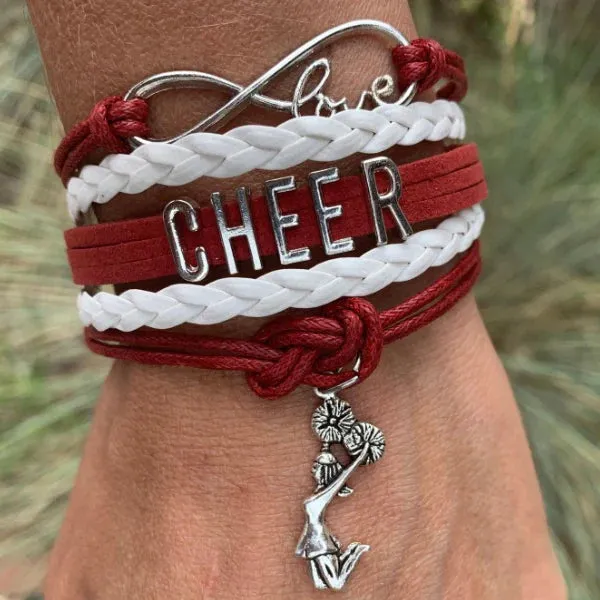 Infinity Cheer Bracelet - Pick Team Colors & Charm