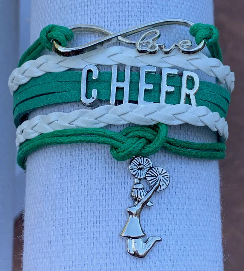 Infinity Cheer Bracelet - Pick Team Colors & Charm