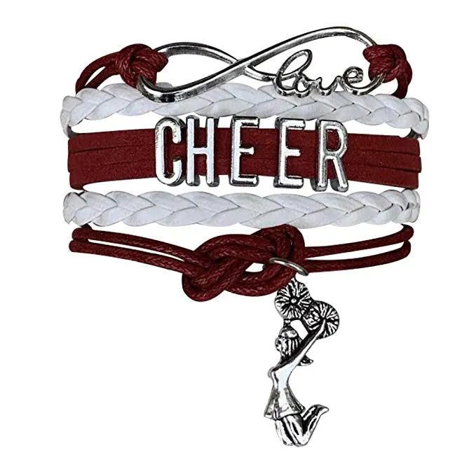 Infinity Cheer Bracelet - Pick Team Colors & Charm