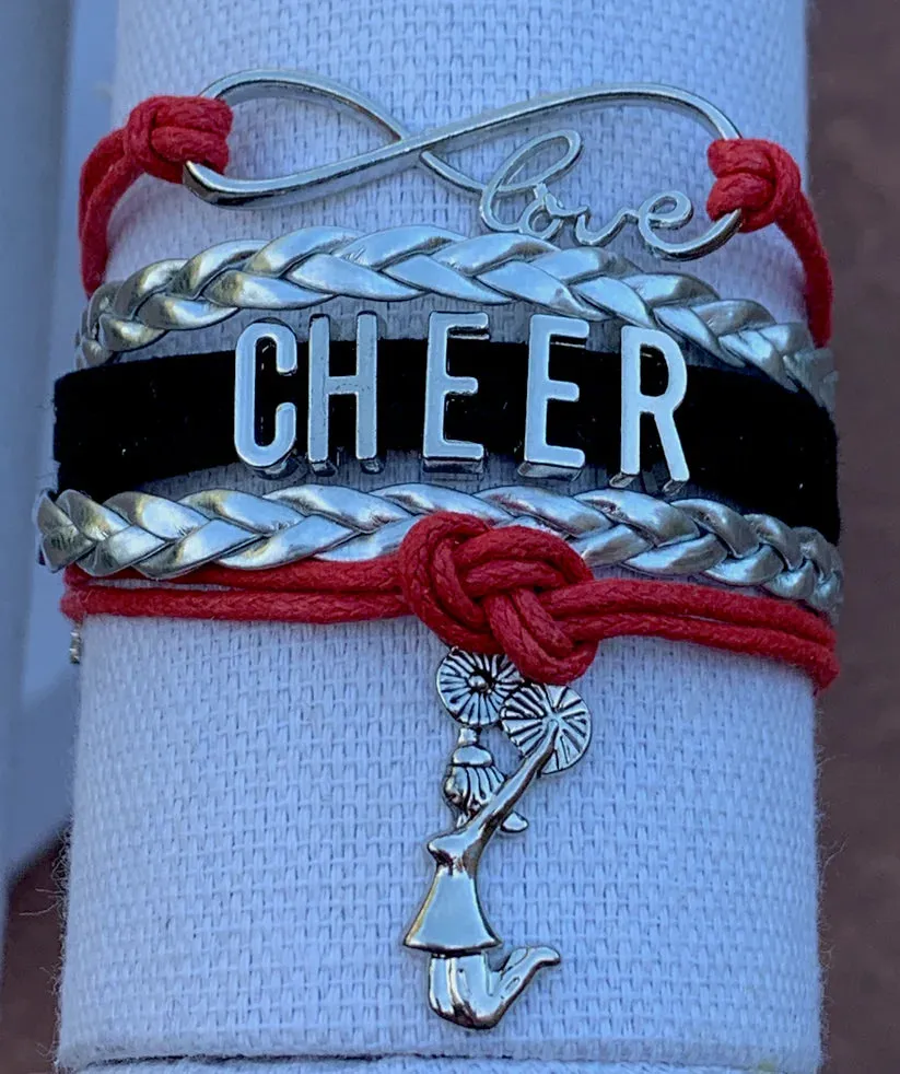 Infinity Cheer Bracelet - Pick Team Colors & Charm