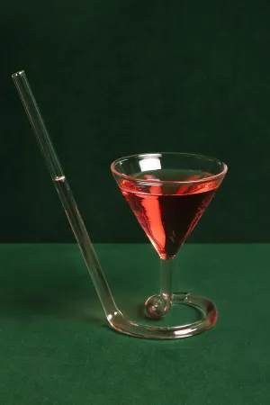 Innovative Cocktail Glass with Built-In Straw Stem