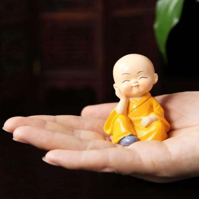 IRQA Japanese Little Cute Meditating Baby Monk for Car Dashboard, Living Room, Table Top Decoration (Pack of 4, Multi-Coloured) (Style_5