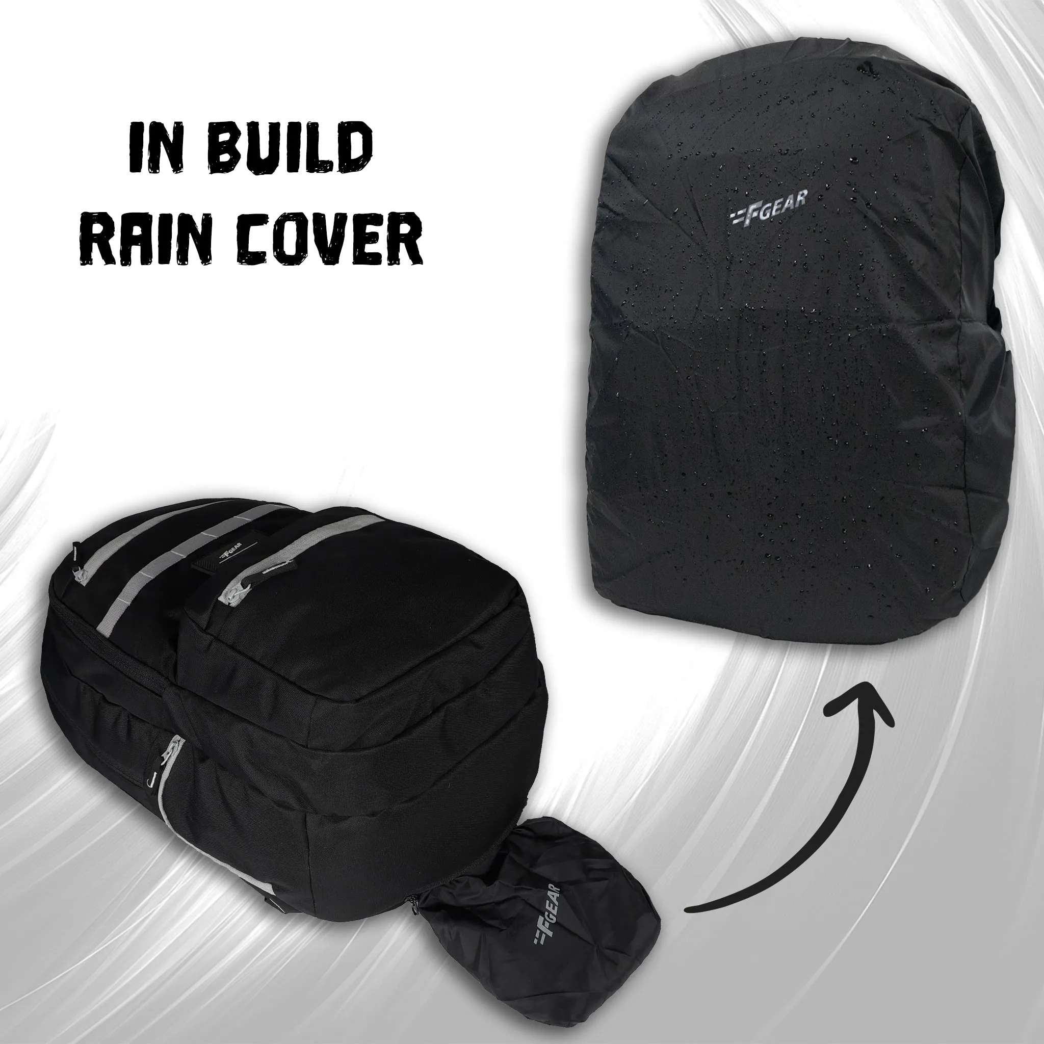 J7717 Rainbow Black 26L Laptop Backpack with Raincover