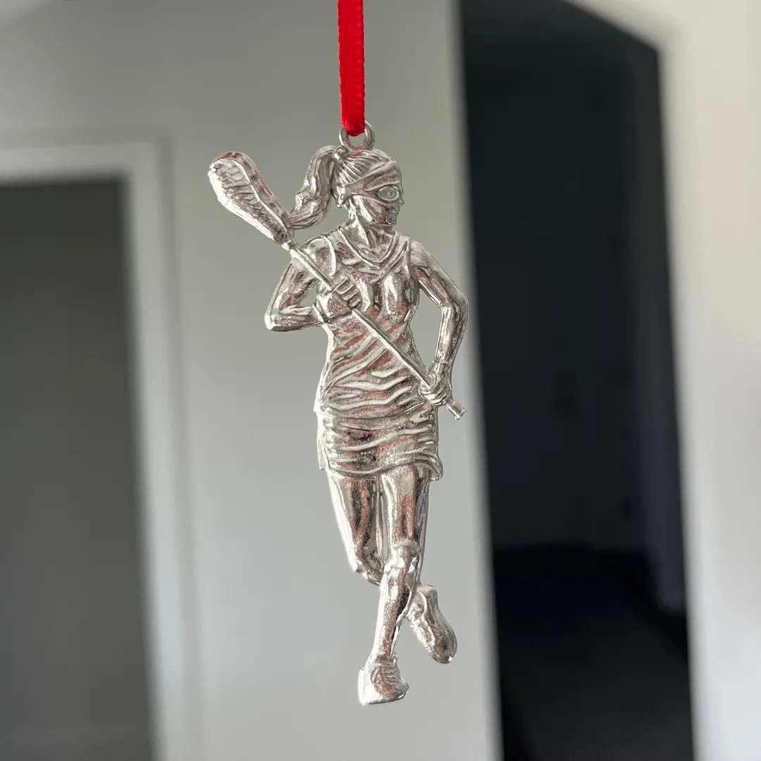 Lacrosse Pewter Ornaments - Female Lacrosse - Male Lacrosse - Lacrosse Sticks - Lacrosse Gifts