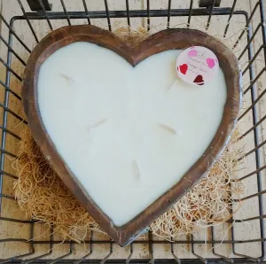 Large Heart Dough Bowl Hand Poured Candle - Vintage Love