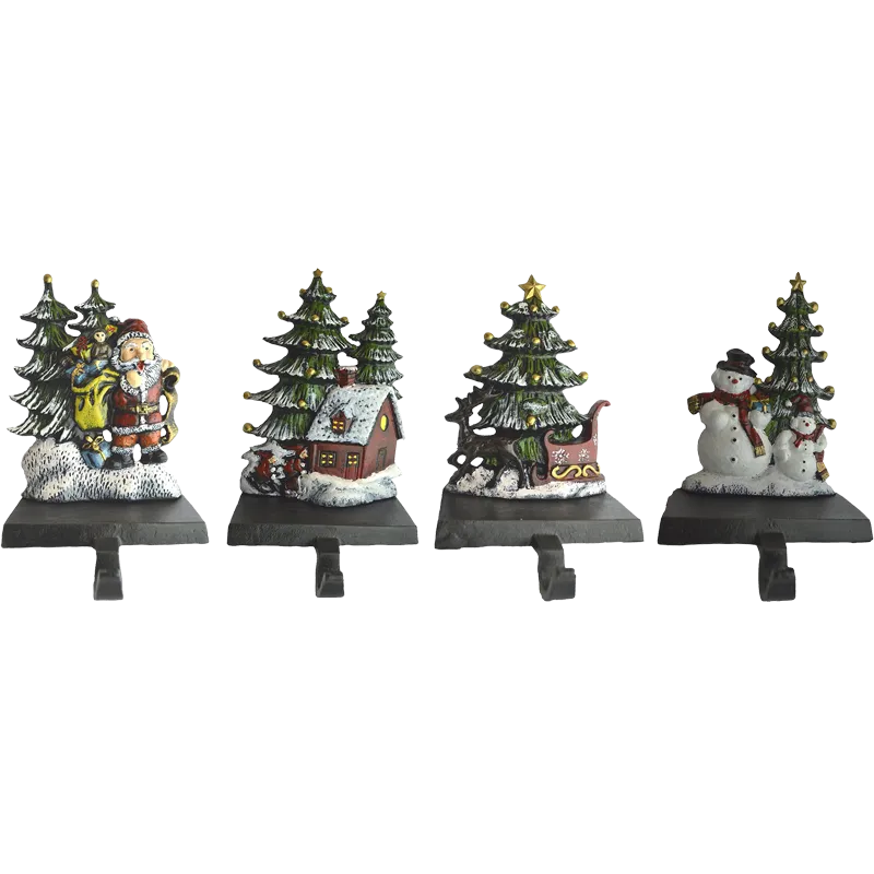 Lulu Decor Cast Iron Christmas Stocking Holder Set of 4 hooks