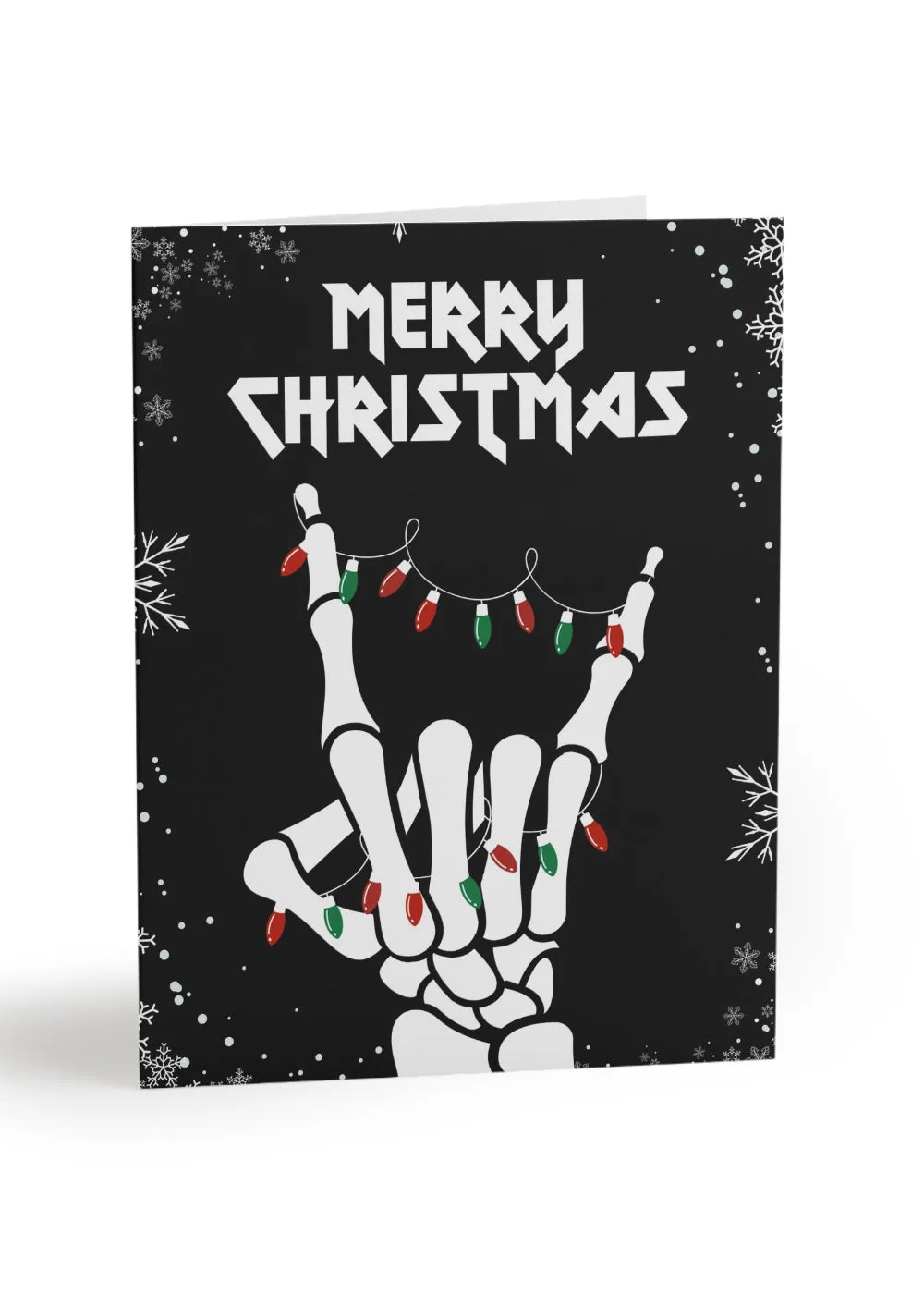 Metal Horns Skeleton Christmas Card