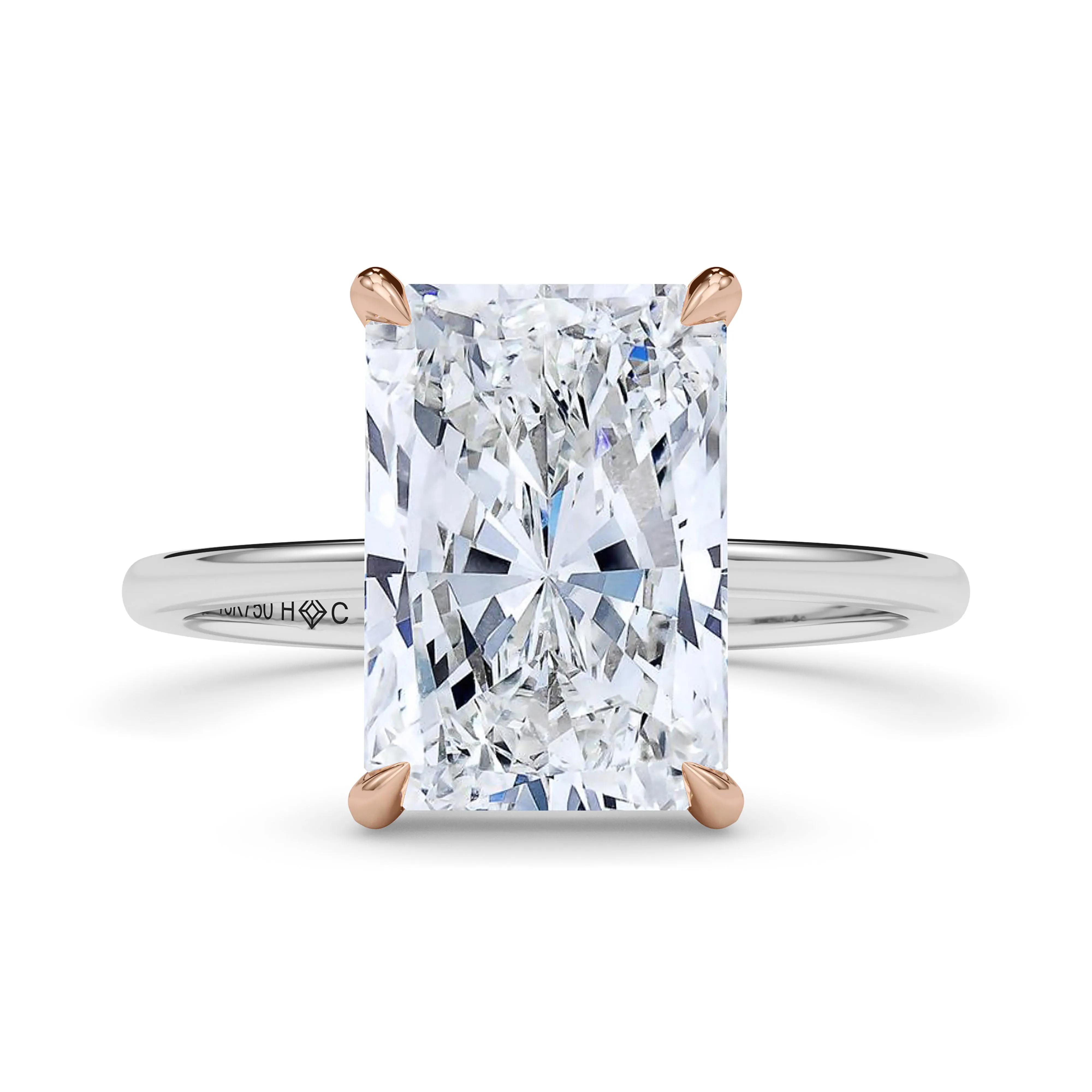 Mixed Metal Radiant Cut Diamond Ring