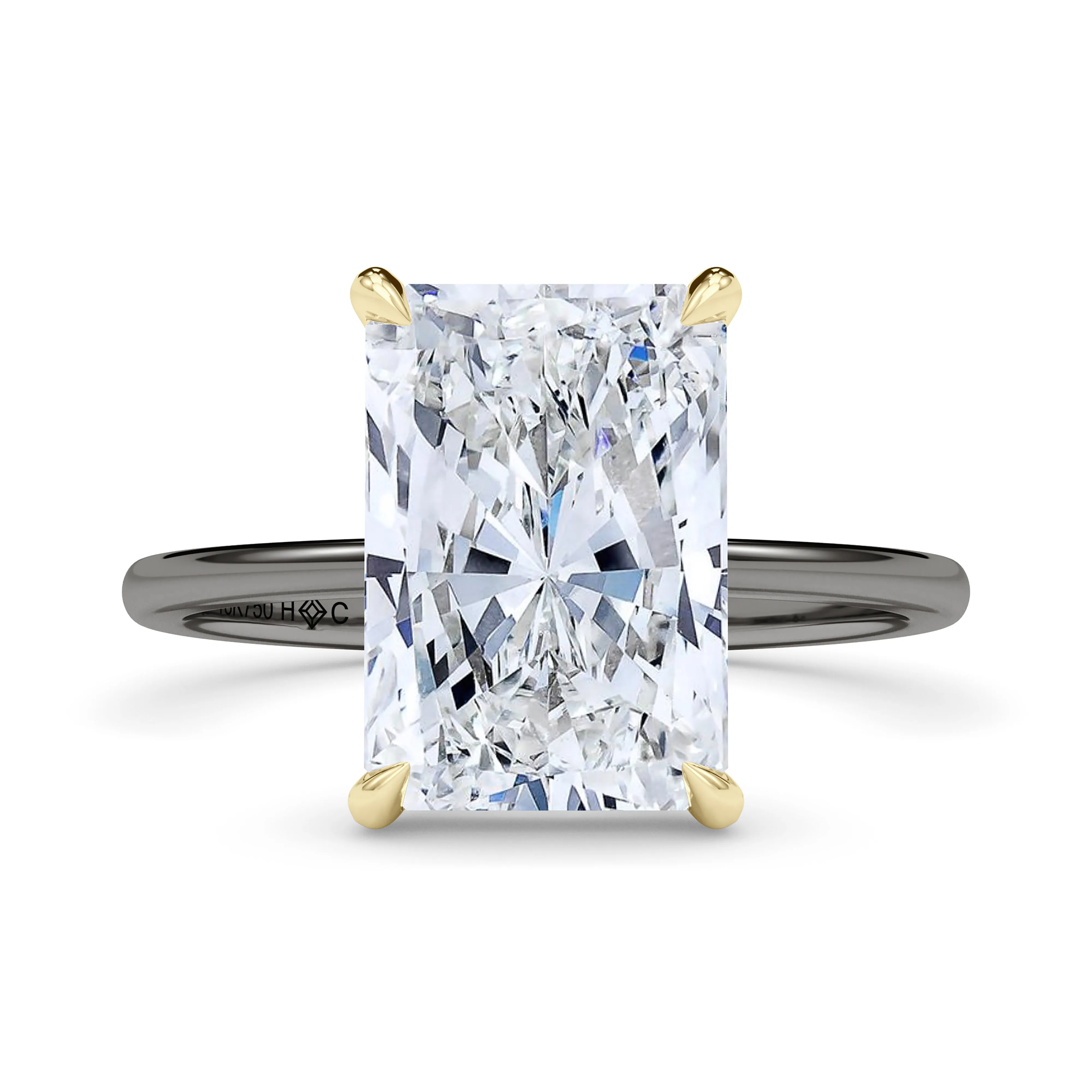 Mixed Metal Radiant Cut Diamond Ring