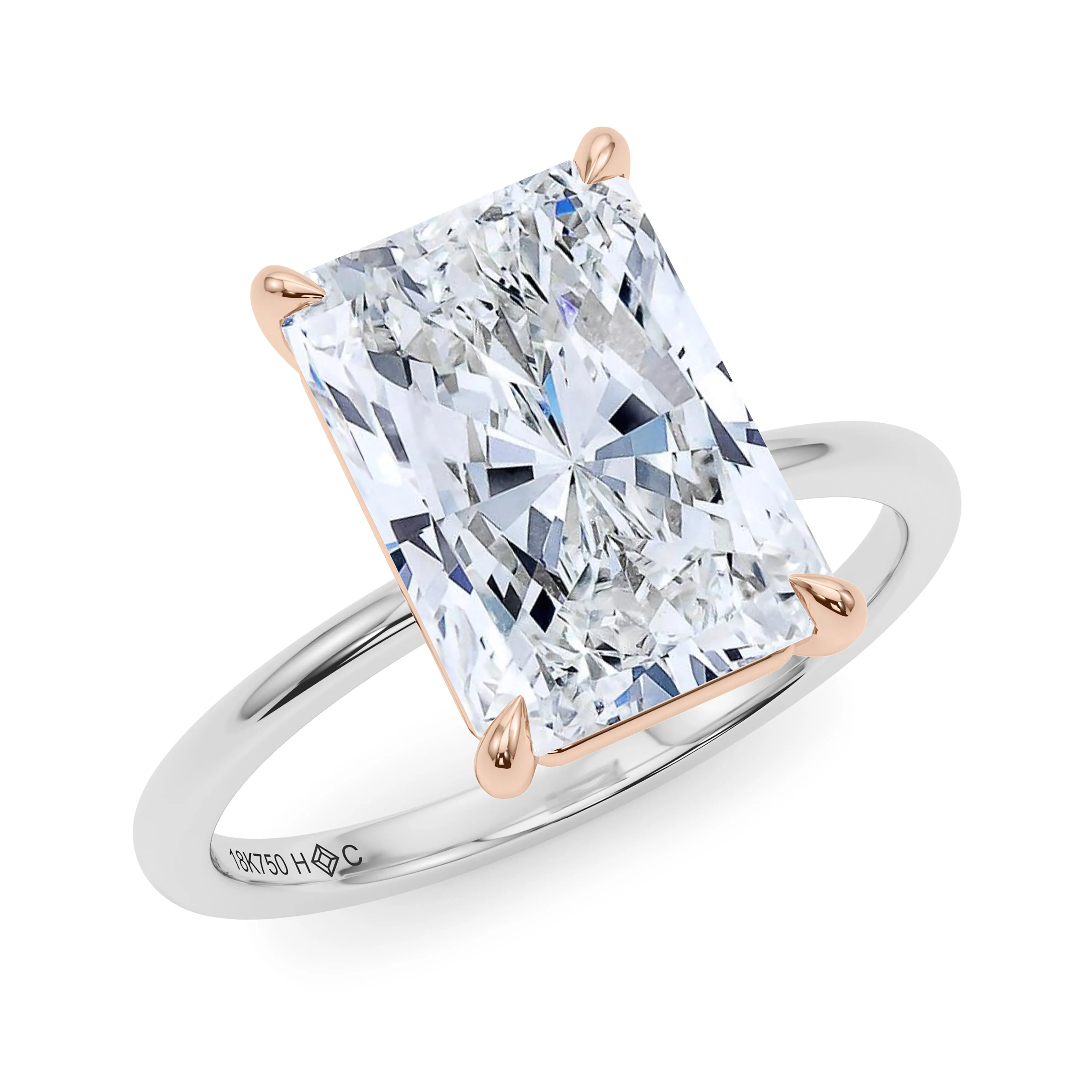 Mixed Metal Radiant Cut Diamond Ring