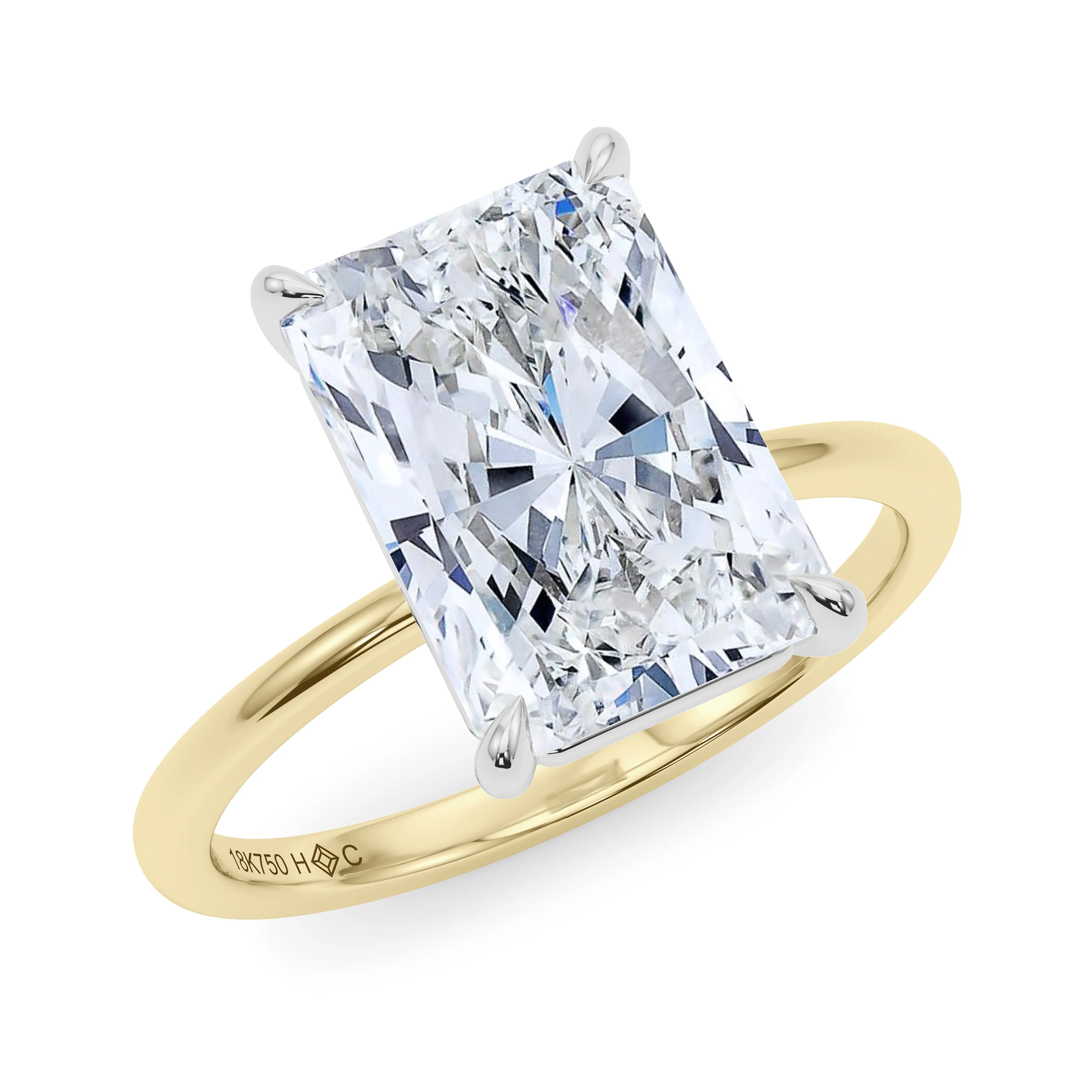 Mixed Metal Radiant Cut Diamond Ring