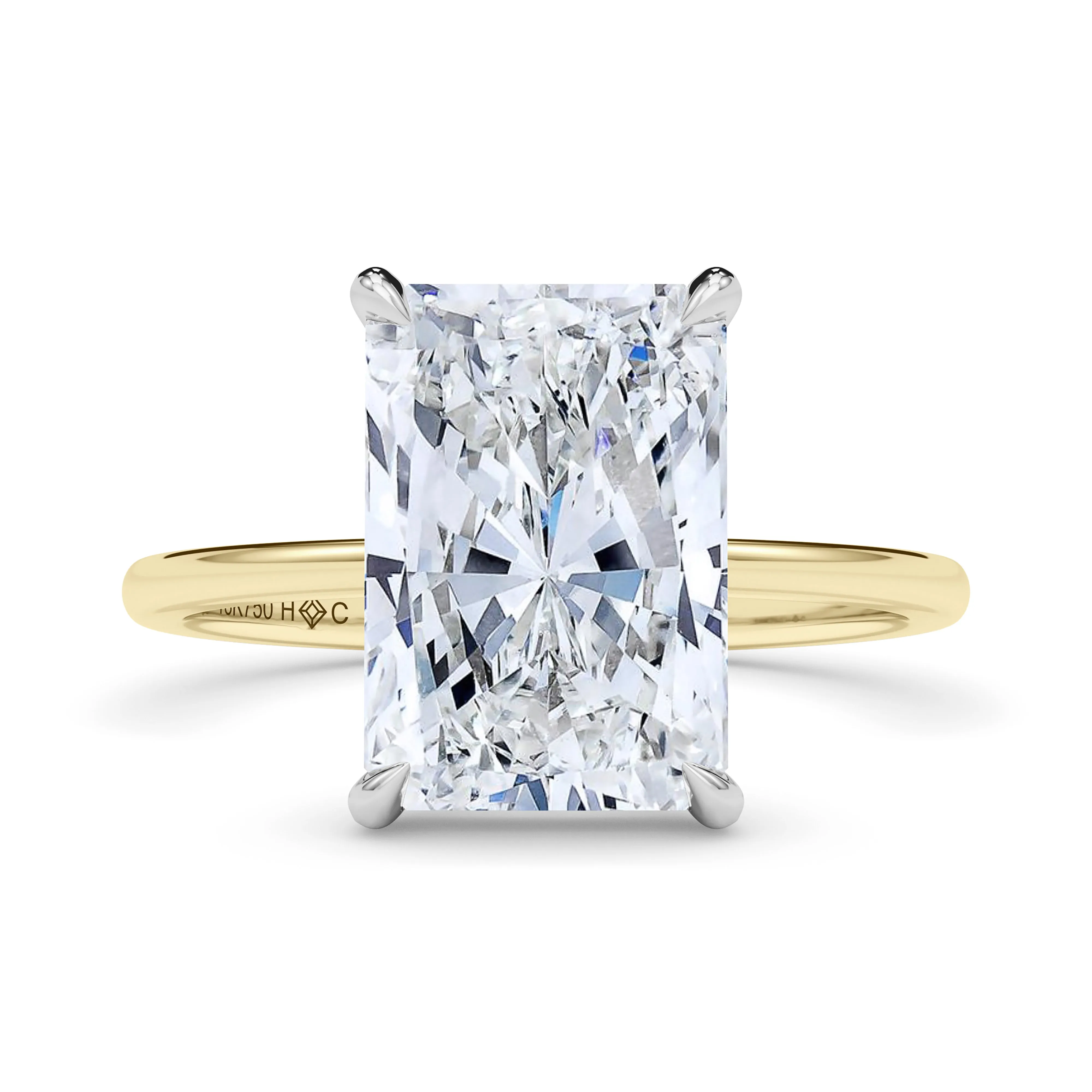 Mixed Metal Radiant Cut Diamond Ring