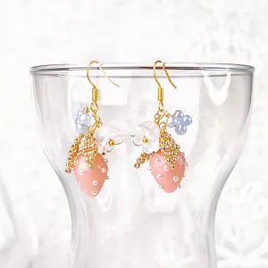 Ninaouity - Handmade Pink Strawberry and Flower Earrings