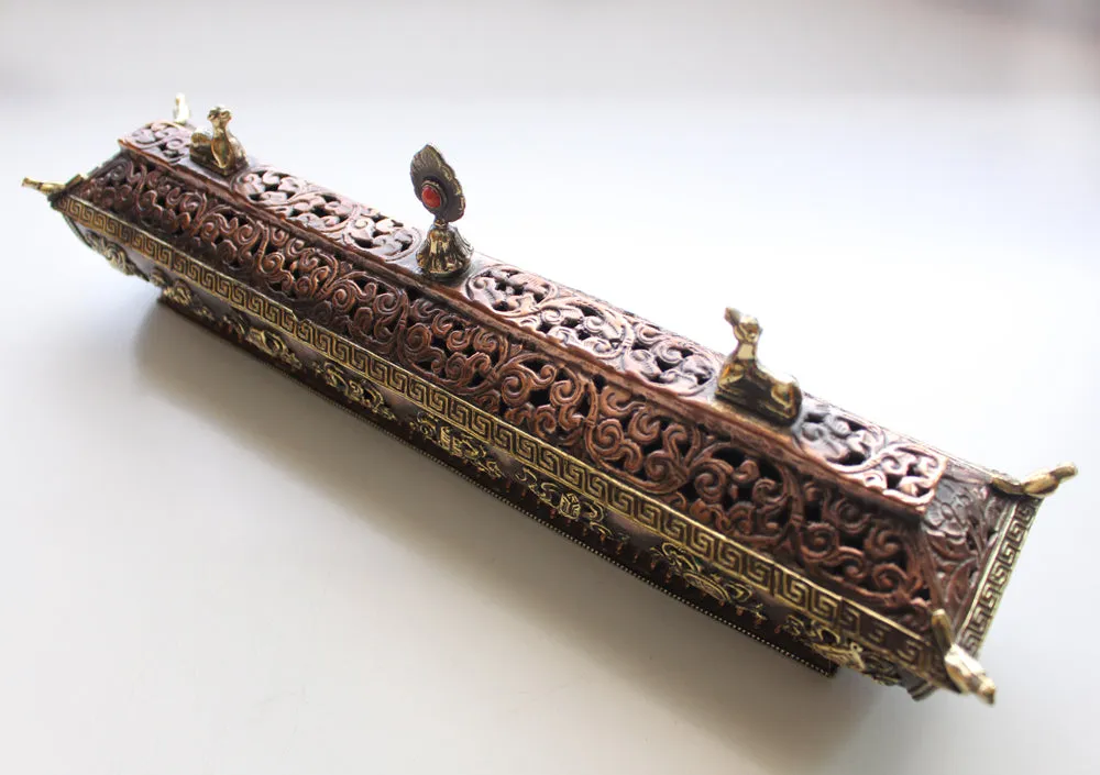 One of a Kind Dragon and Lucky Symbols Embossed Potala Incense Burner Box