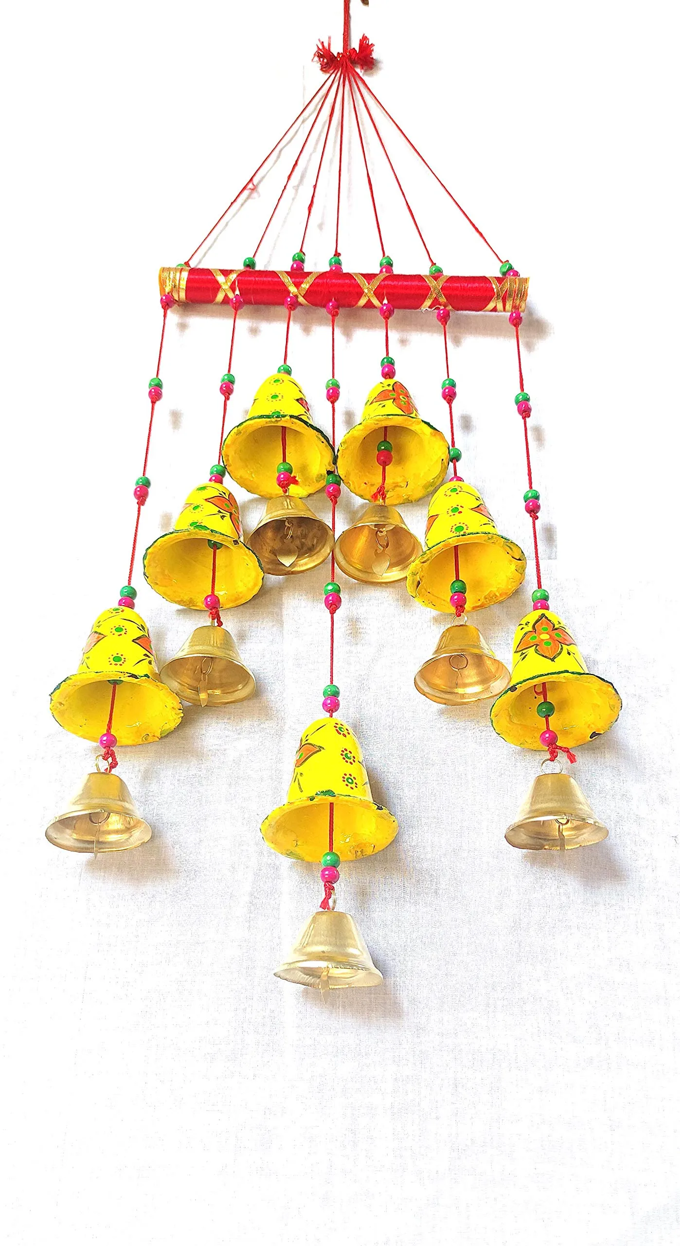 Palpal Art Gallery Handcrafted Hand Painted Design Bell Wind Chime Home Decor for Office,Temple,Hanging Decorat ive Wall/Door/Window