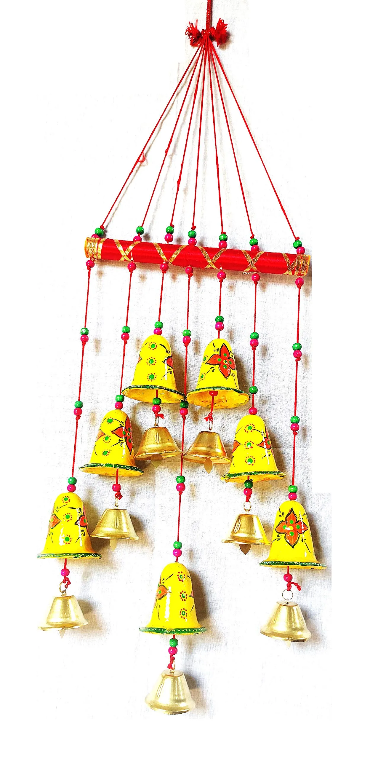 Palpal Art Gallery Handcrafted Hand Painted Design Bell Wind Chime Home Decor for Office,Temple,Hanging Decorat ive Wall/Door/Window