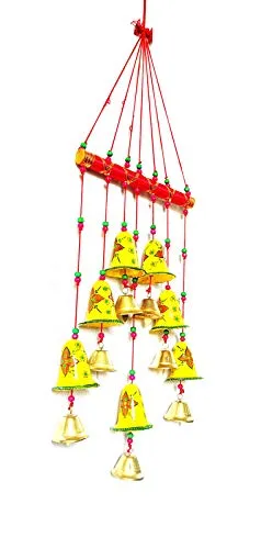 Palpal Art Gallery Handcrafted Hand Painted Design Bell Wind Chime Home Decor for Office,Temple,Hanging Decorat ive Wall/Door/Window