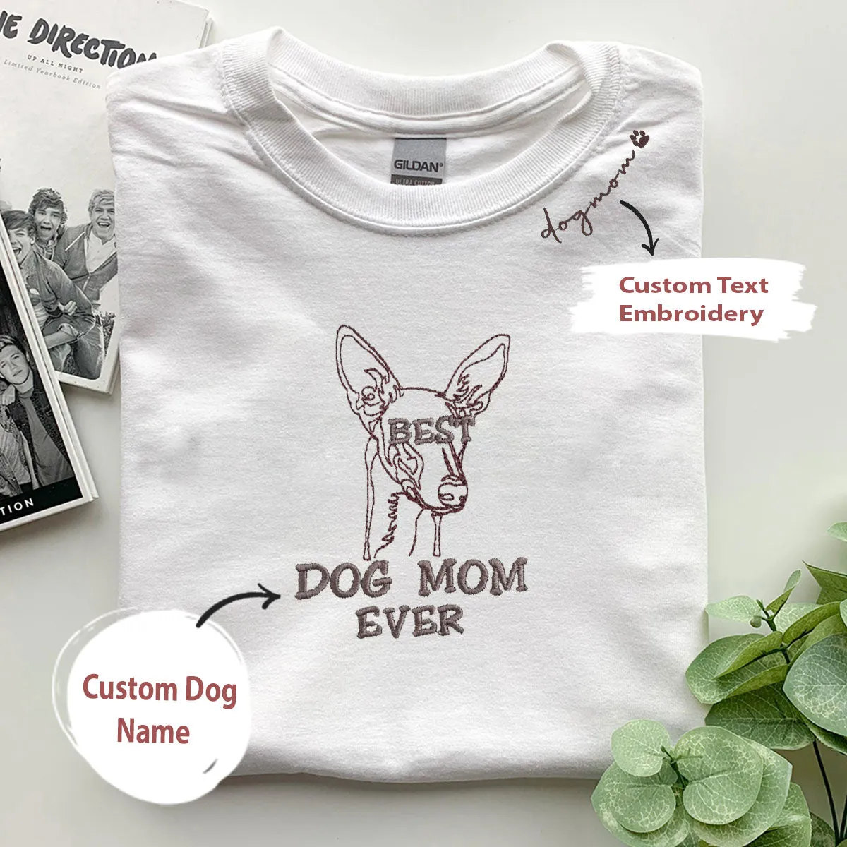 Personalized Best Italian Greyhound Dog Mom Ever Shirt Embroidered Collar, Custom Shirt with Dog Name, Best Gifts For Greyhound Lovers