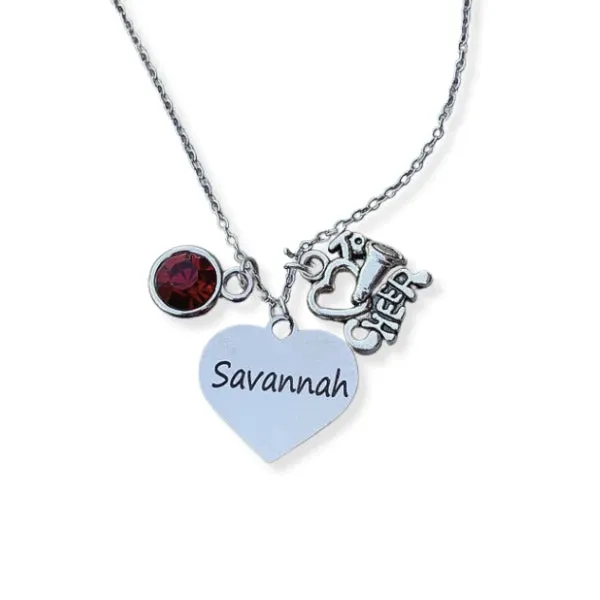 Personalized Engraved Cheer Heart Necklace-Pick Style