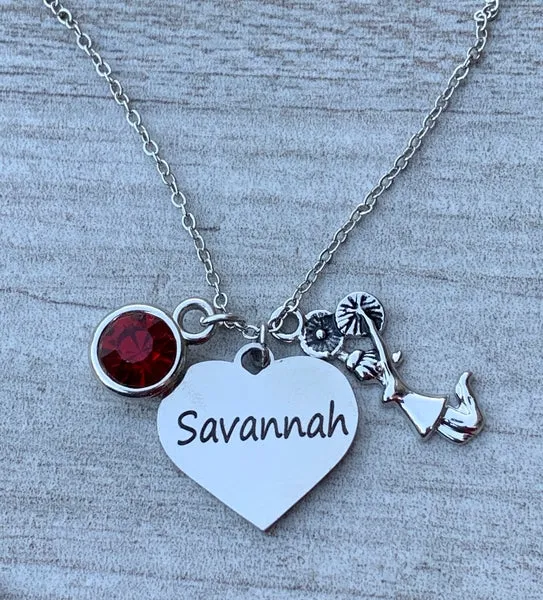 Personalized Engraved Cheer Heart Necklace-Pick Style