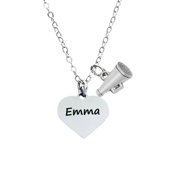 Personalized Engraved Cheer Heart Necklace-Pick Style