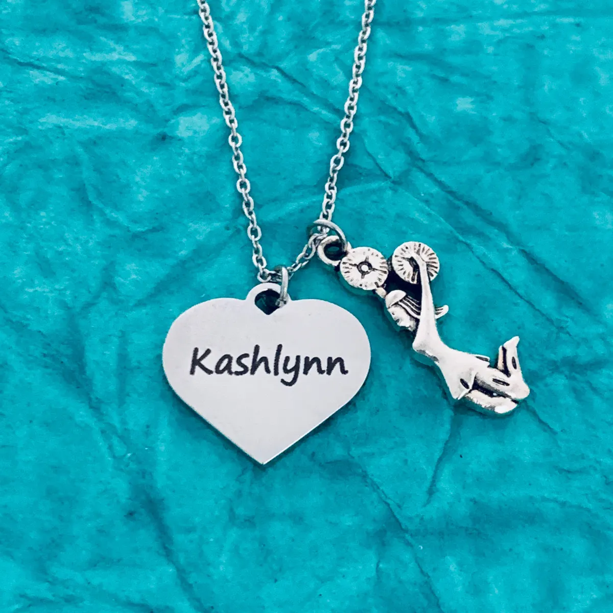 Personalized Engraved Cheer Heart Necklace-Pick Style