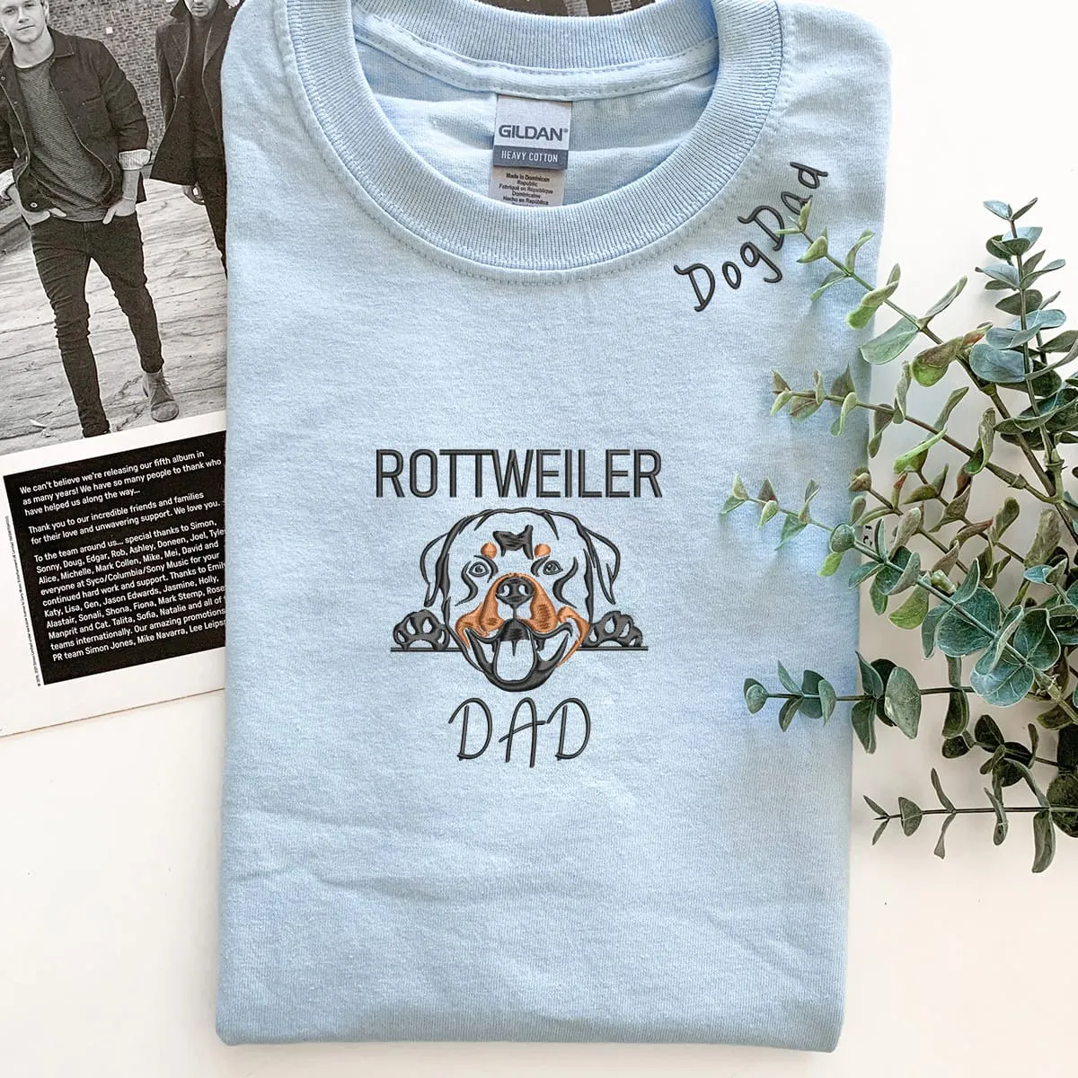 Personalized Rottweiler Dog Dad Shirt Dog Name Embroidered Collar, Best Gifts For Rottweiler Lovers