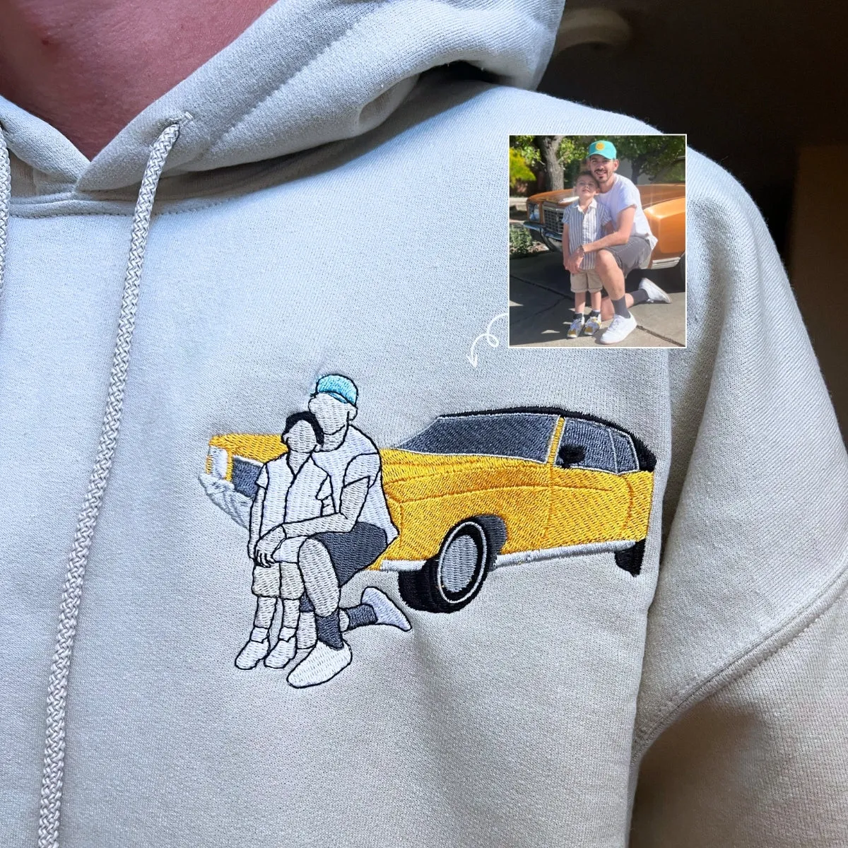 Personalized Unique Wedding Shower Gifts for Couples Sweatshirt with Embroidery Photo Date Text on Sleeve