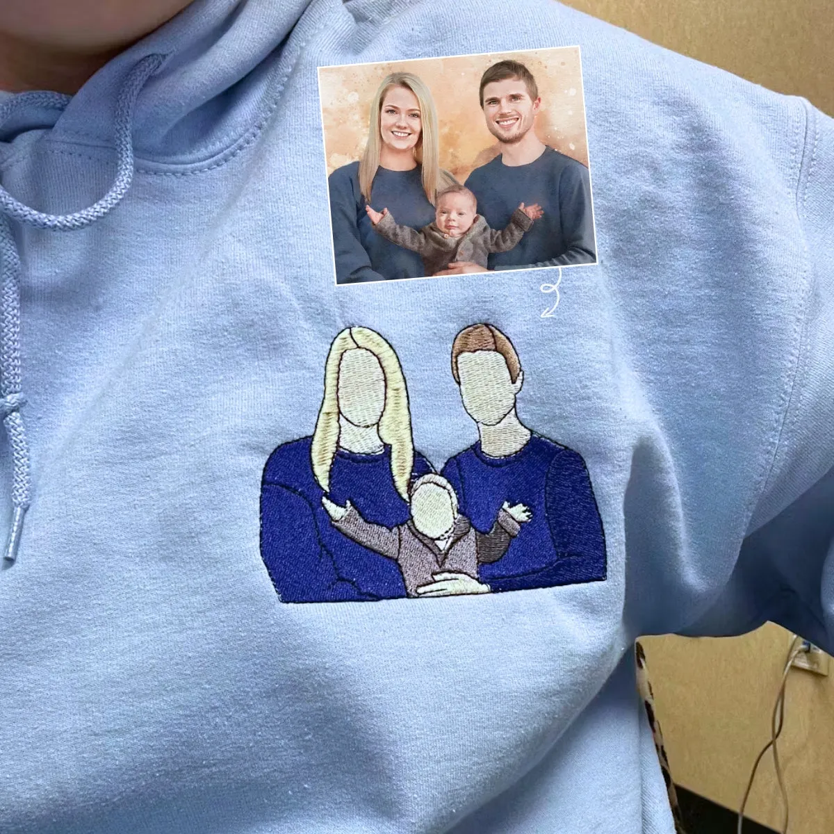 Personalized Unique Wedding Shower Gifts for Couples Sweatshirt with Embroidery Photo Date Text on Sleeve