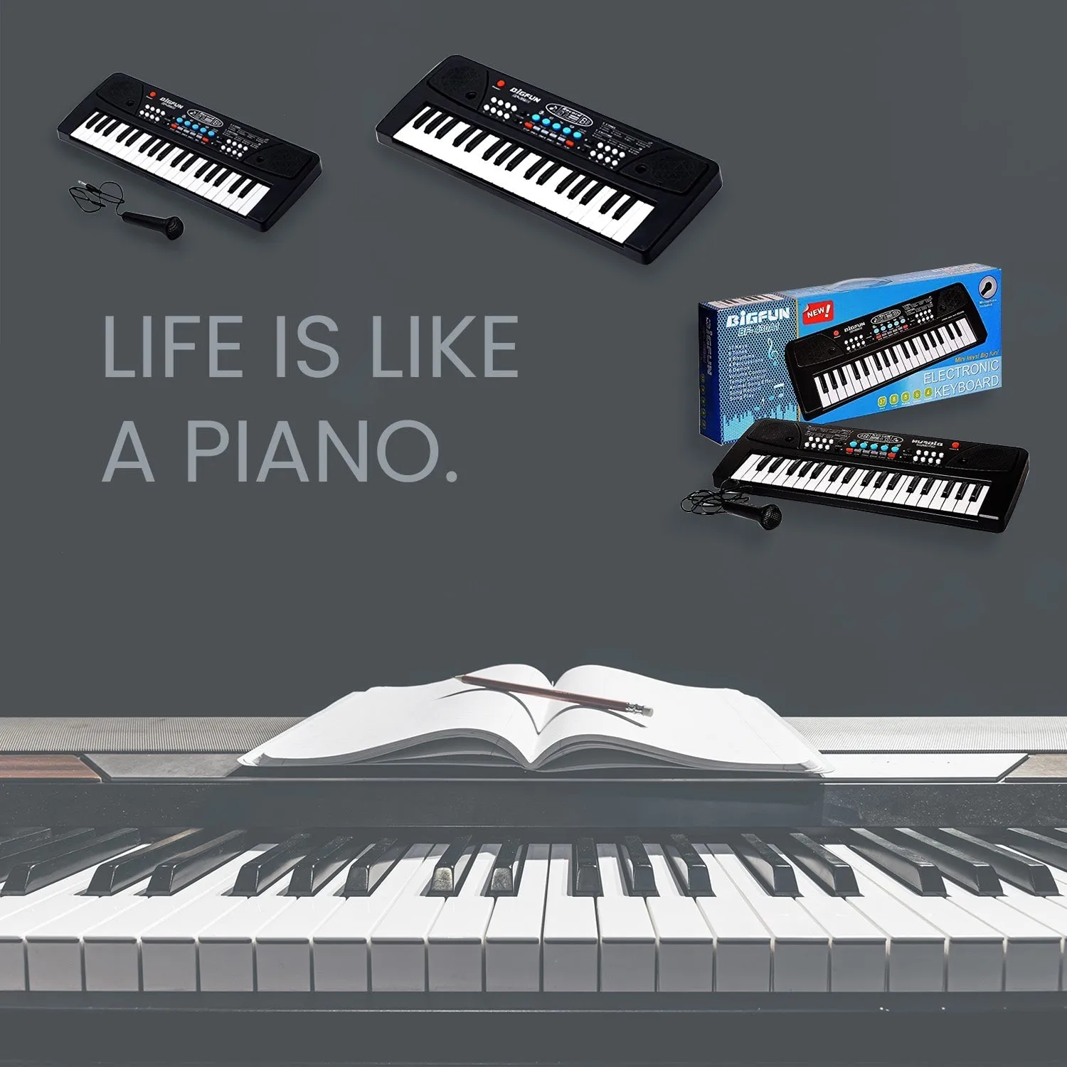 Piano Musical Keyboard With Mic 37 Music Key Keyboard For Kids Toy