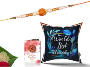 Pillow Rakhi for Brother with Gift - Rakhi with Rakhi Cushion with Filler Greeting Card- Rakhi for Brother, Gifts for Brother, Gifts for Rakhi, Gifts for Rakshabandhan Rakhi Gifts-CH-BRO-21-PB